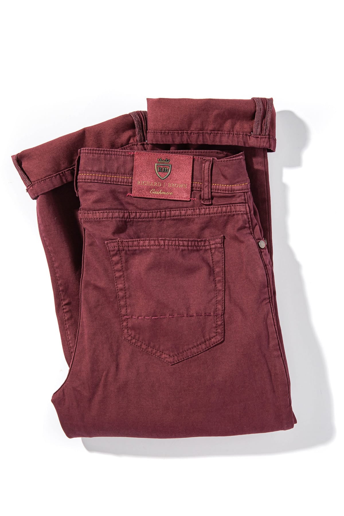 Lawrence Washed Cashmere 5-Pocket In Burgundy - AXEL'S