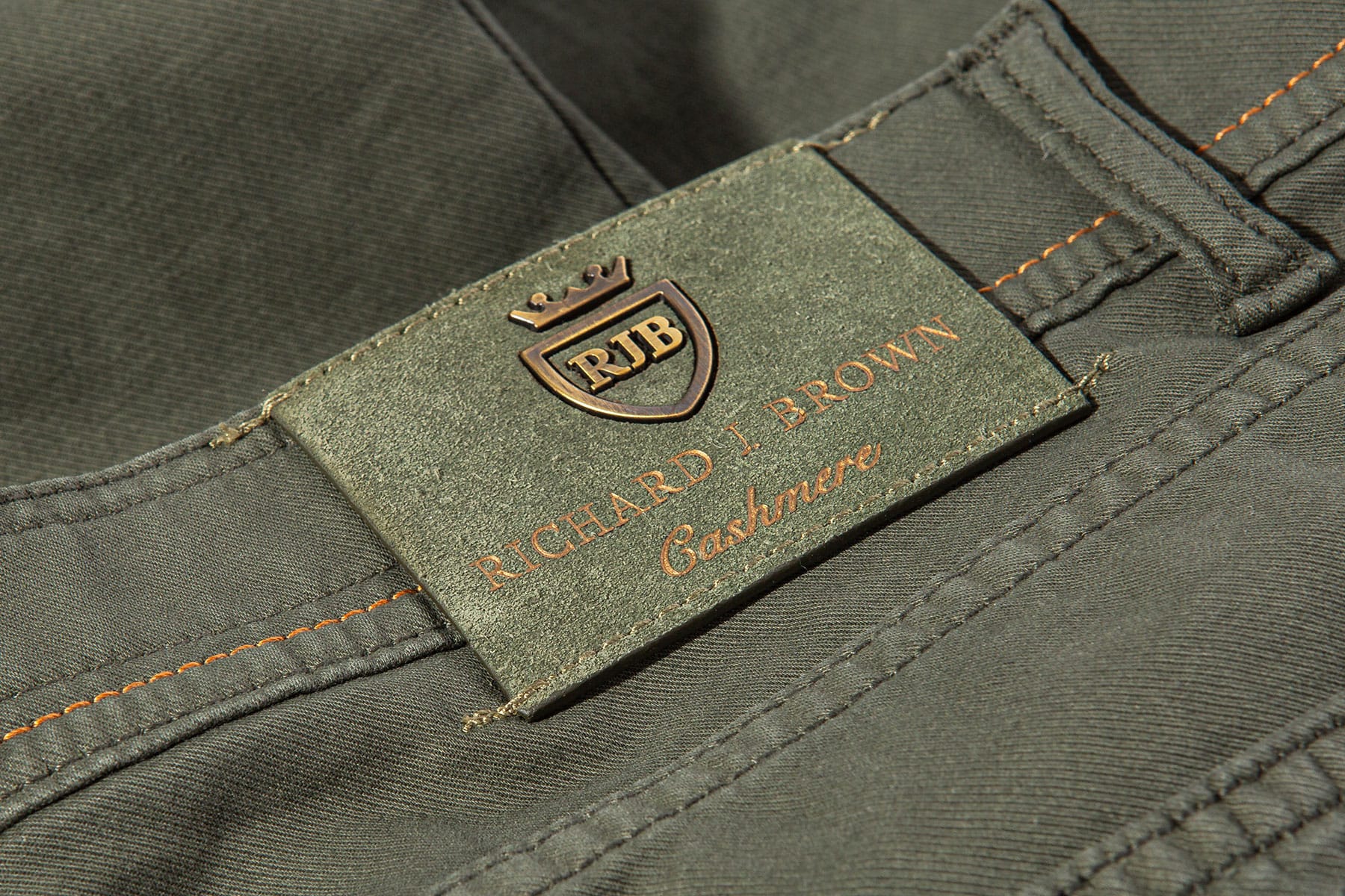 Richard J Brown Lawrence Washed Cashmere 5-Pocket In Dark Green Mens - Pants - 5 Pocket