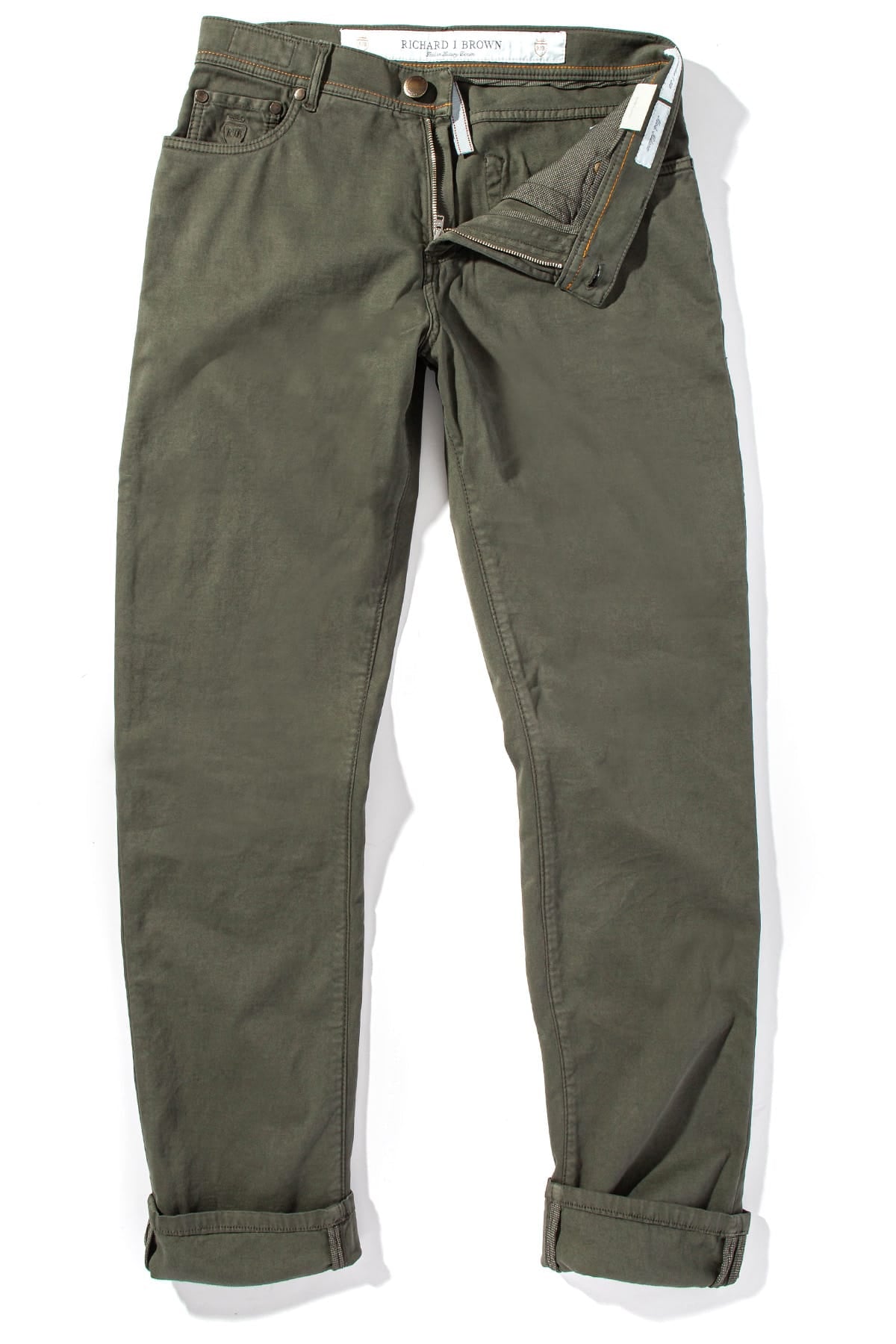 Richard J Brown Lawrence Washed Cashmere 5-Pocket In Dark Green Mens - Pants - 5 Pocket