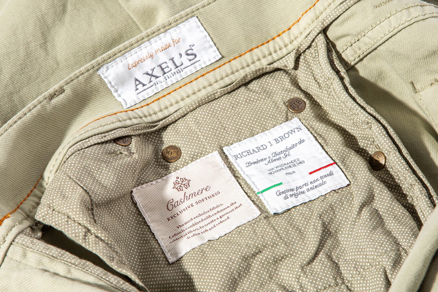 Richard J Brown Lawrence Washed Cashmere 5-Pocket In Menta | Mens - Pants - 5 Pocket