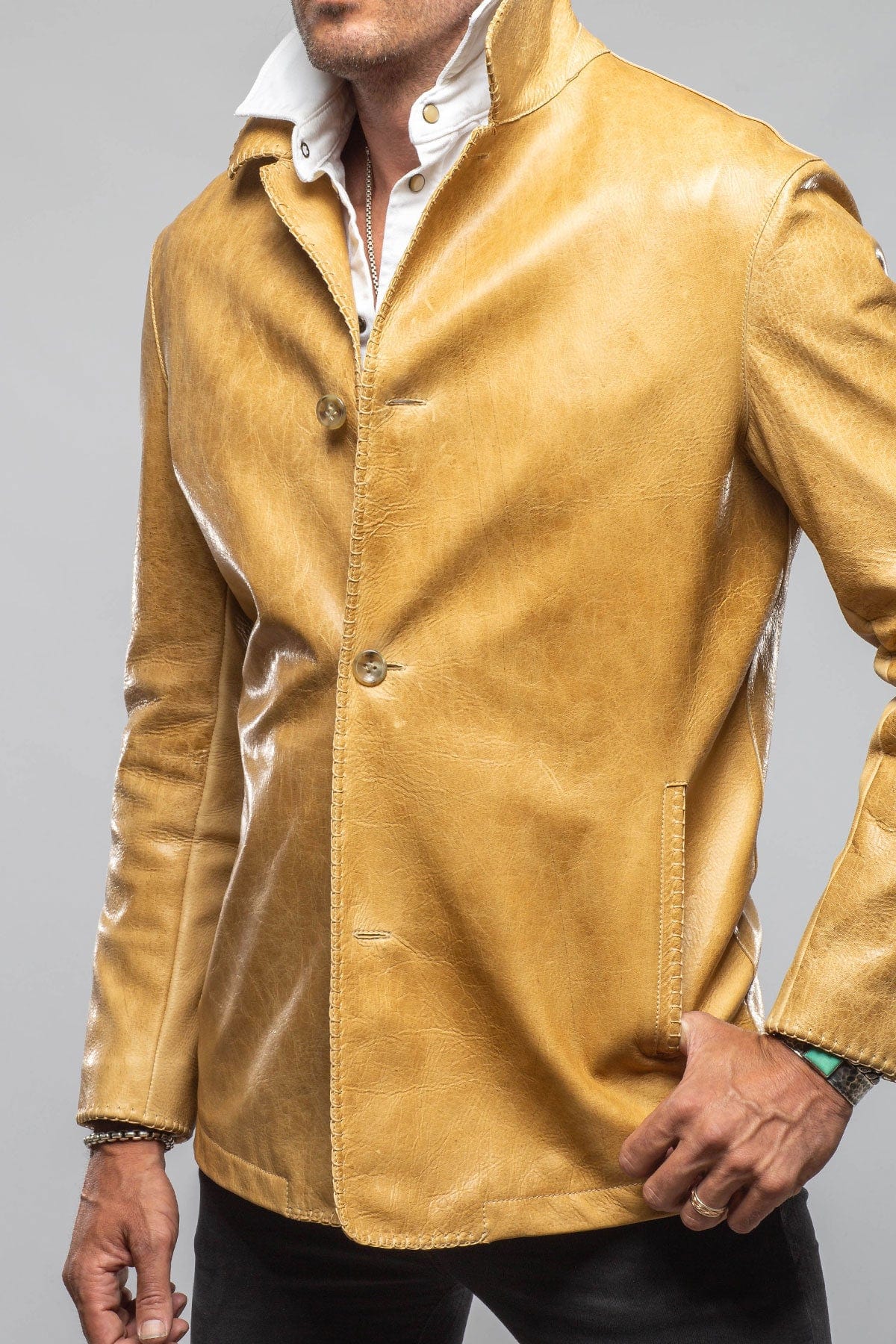 Robert Comstock Axel's Antiqued Deerskin Jacket Mens - Outerwear - Leather