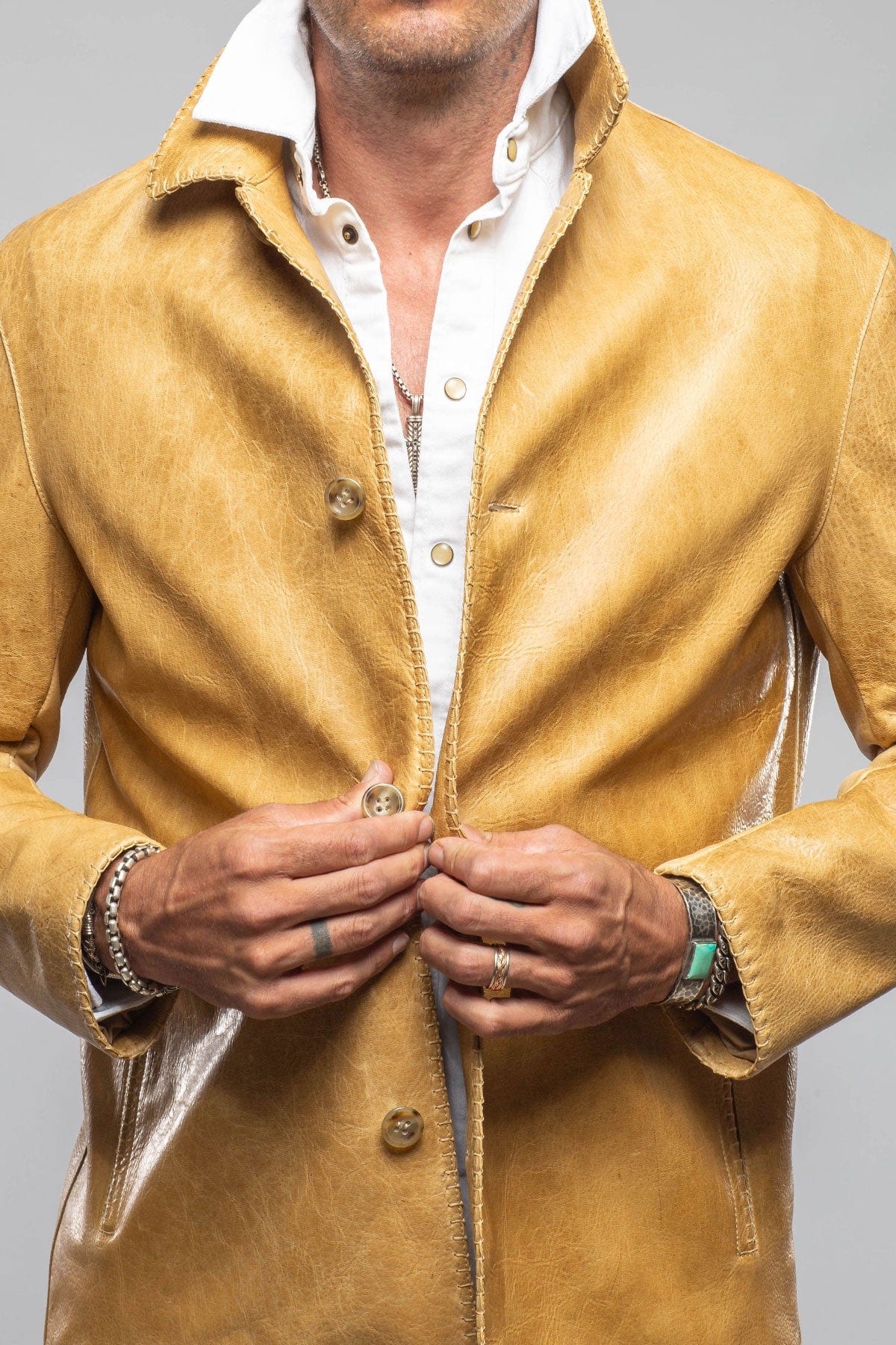 Robert Comstock Axel's Antiqued Deerskin Jacket Mens - Outerwear - Leather