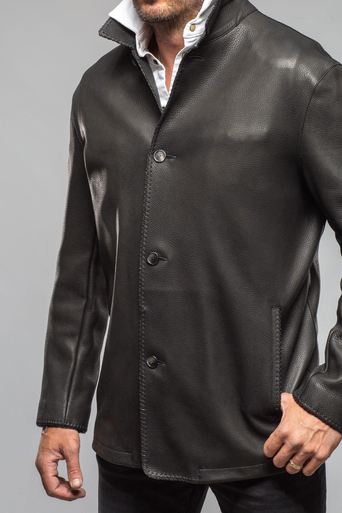 Robert Comstock Axel's Deerskin Jacket In Black | Mens - Outerwear - Leather