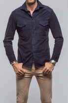 Balanced Suede Shirt In Blue - AXEL'S