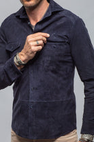 Balanced Suede Shirt In Blue - AXEL'S