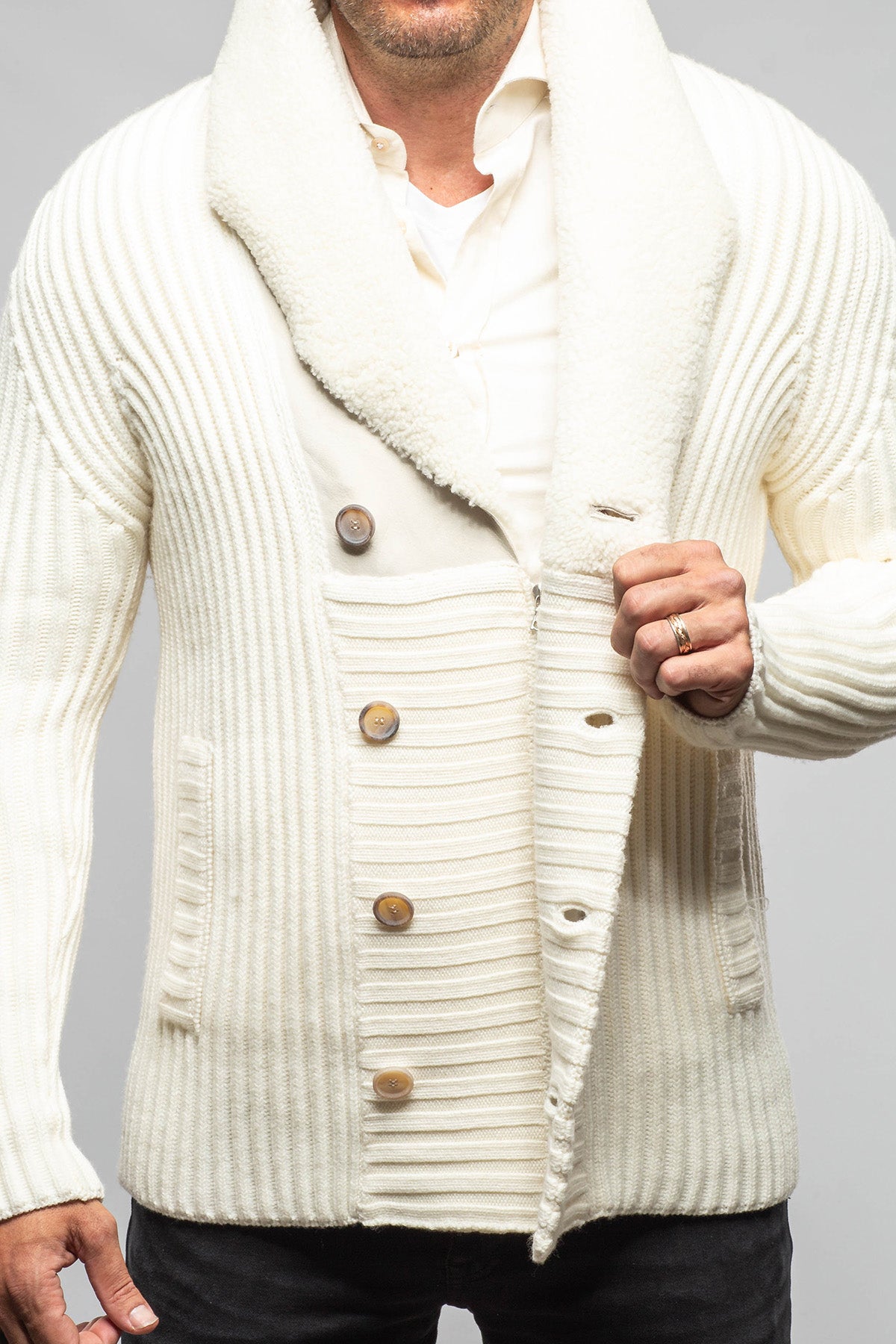 Robert Comstock Bel Piano Combo Sweater In White | Mens - Sweaters