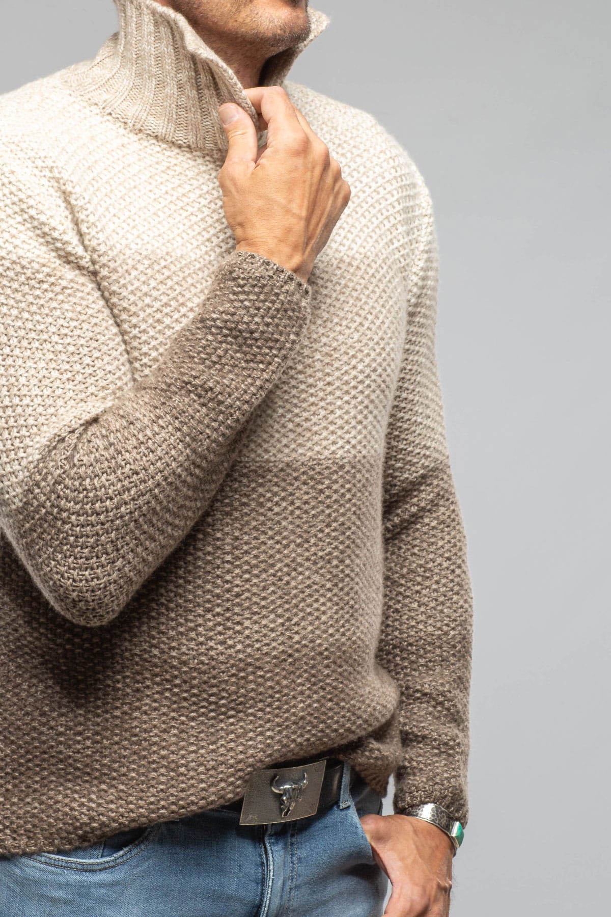 Robert Comstock Capton Cashmere Sweater In Multi Beige Mens - Sweaters