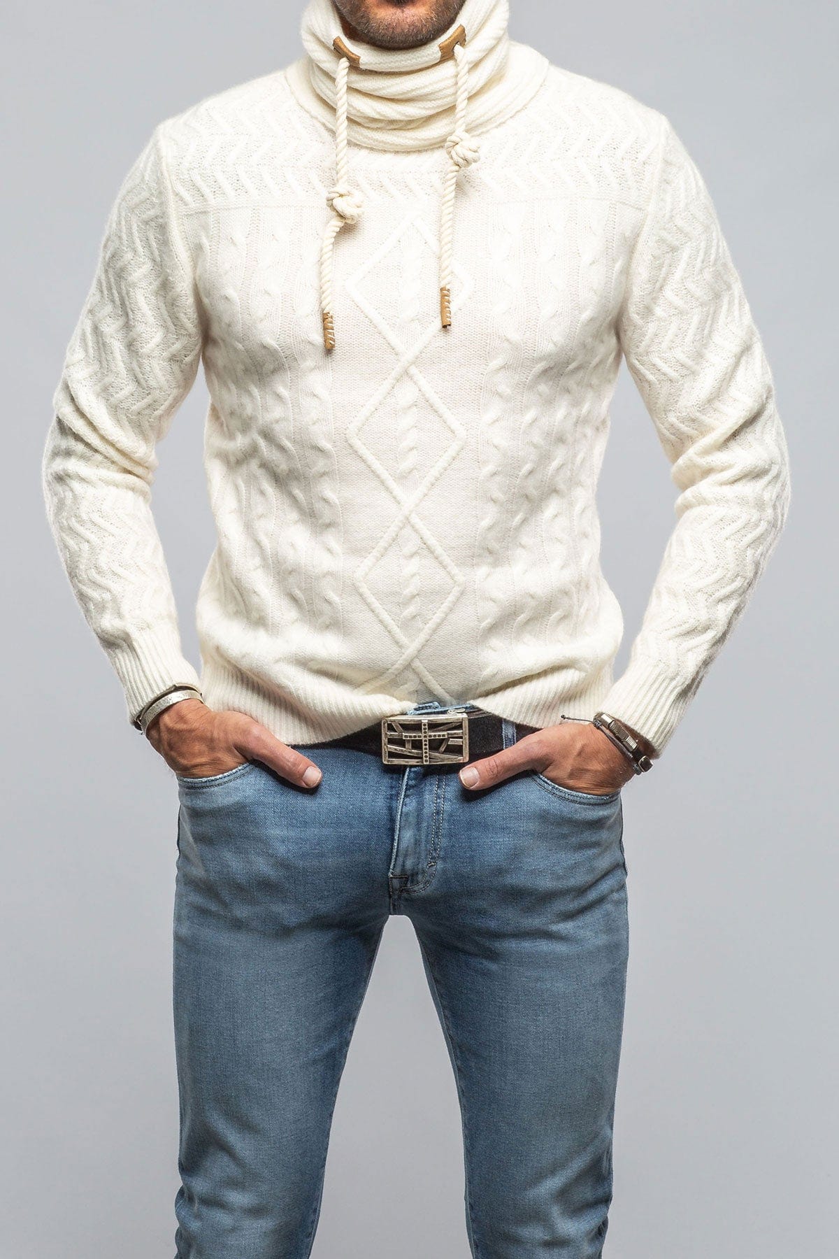 Robert Comstock Jacob Cashmere Turtleneck In White | Mens - Sweaters