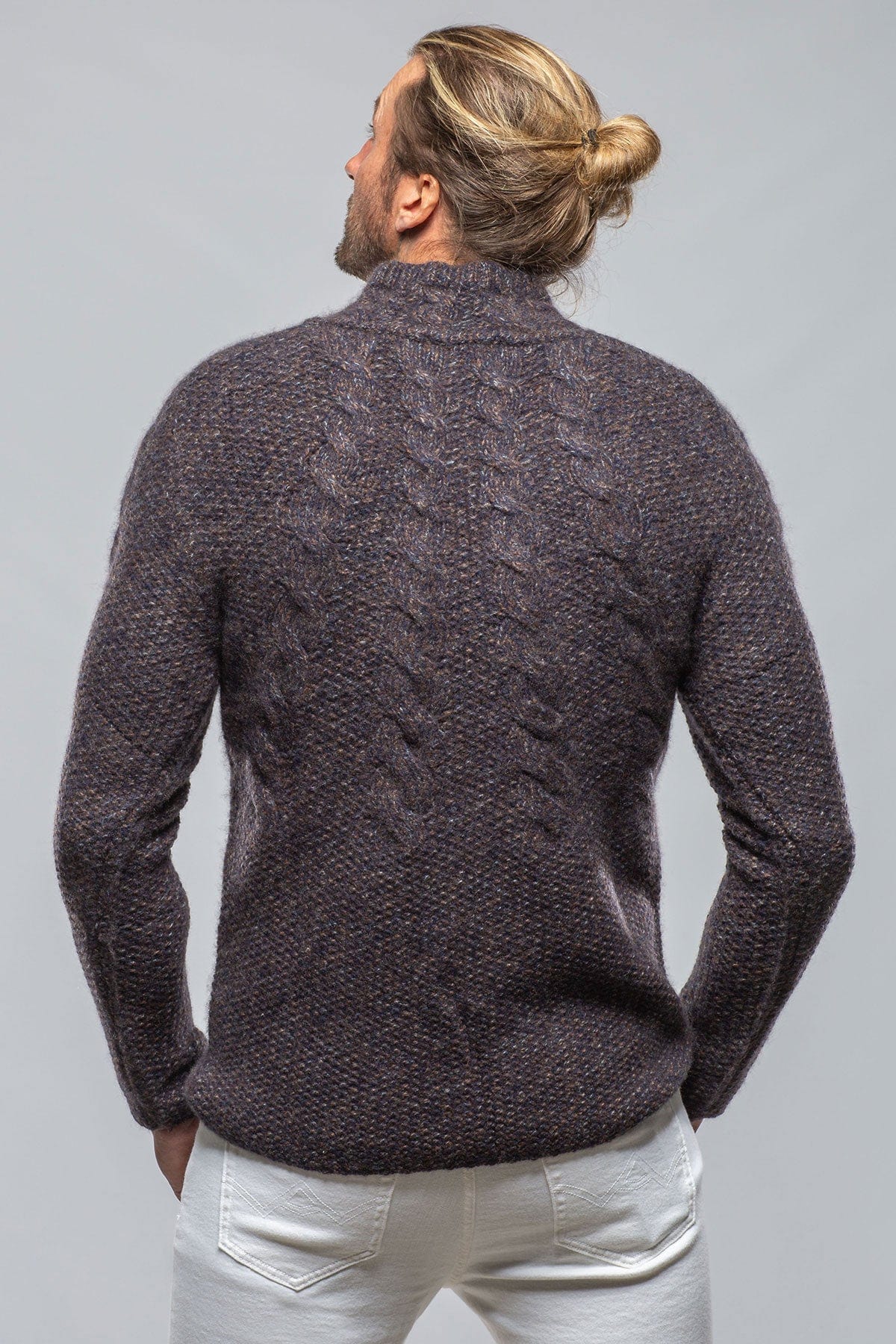 James Cable Sweater in Chocolate Melange - AXEL'S