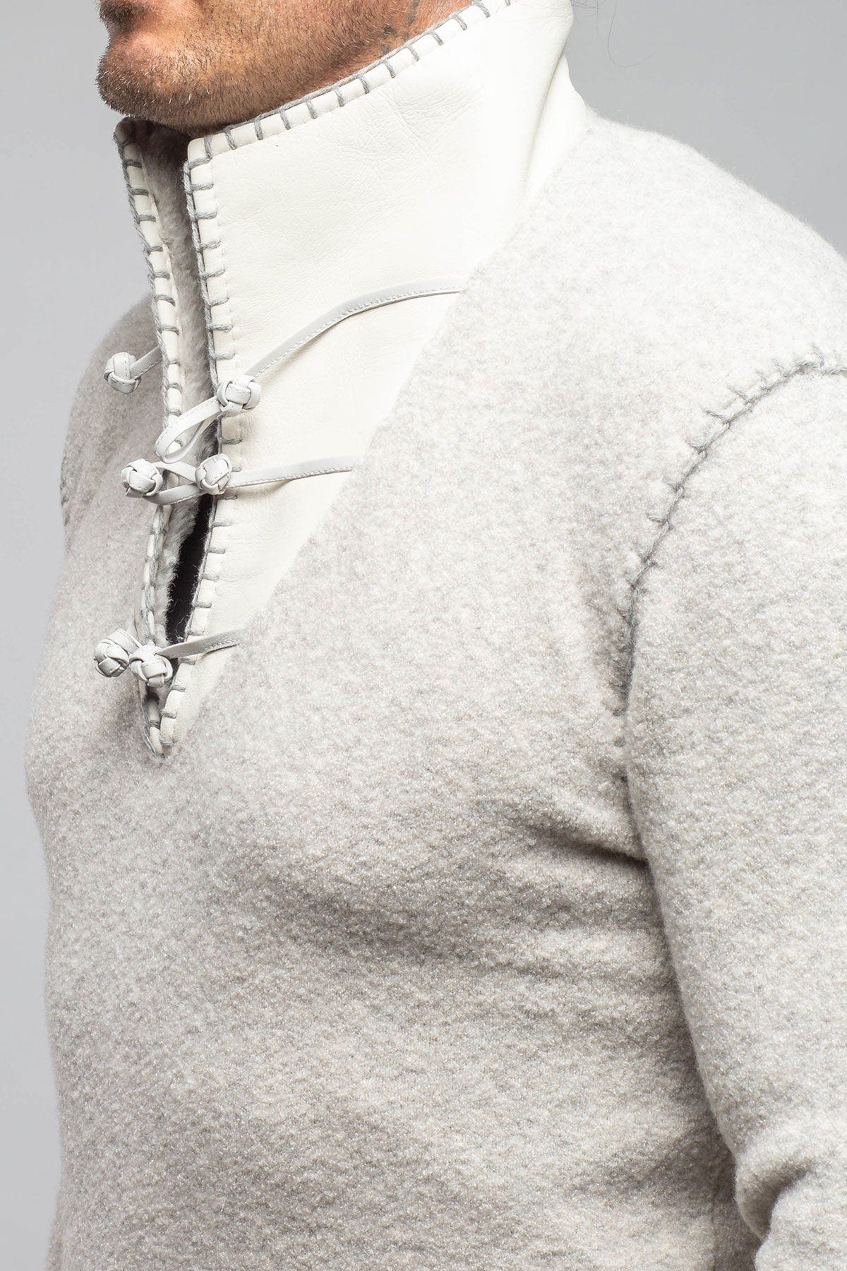 Saint Cashmere Shearling Sweater In Ash - AXEL'S