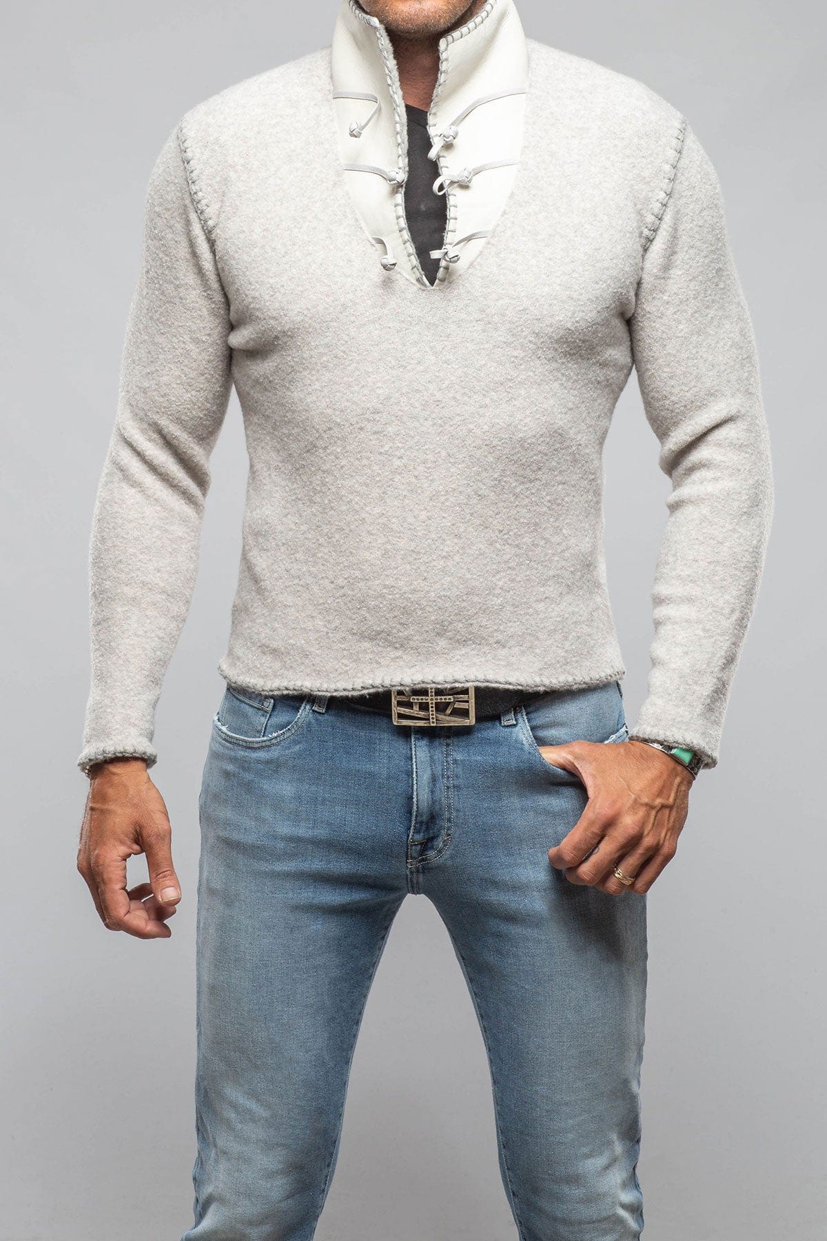 Saint Cashmere Shearling Sweater In Ash - AXEL'S