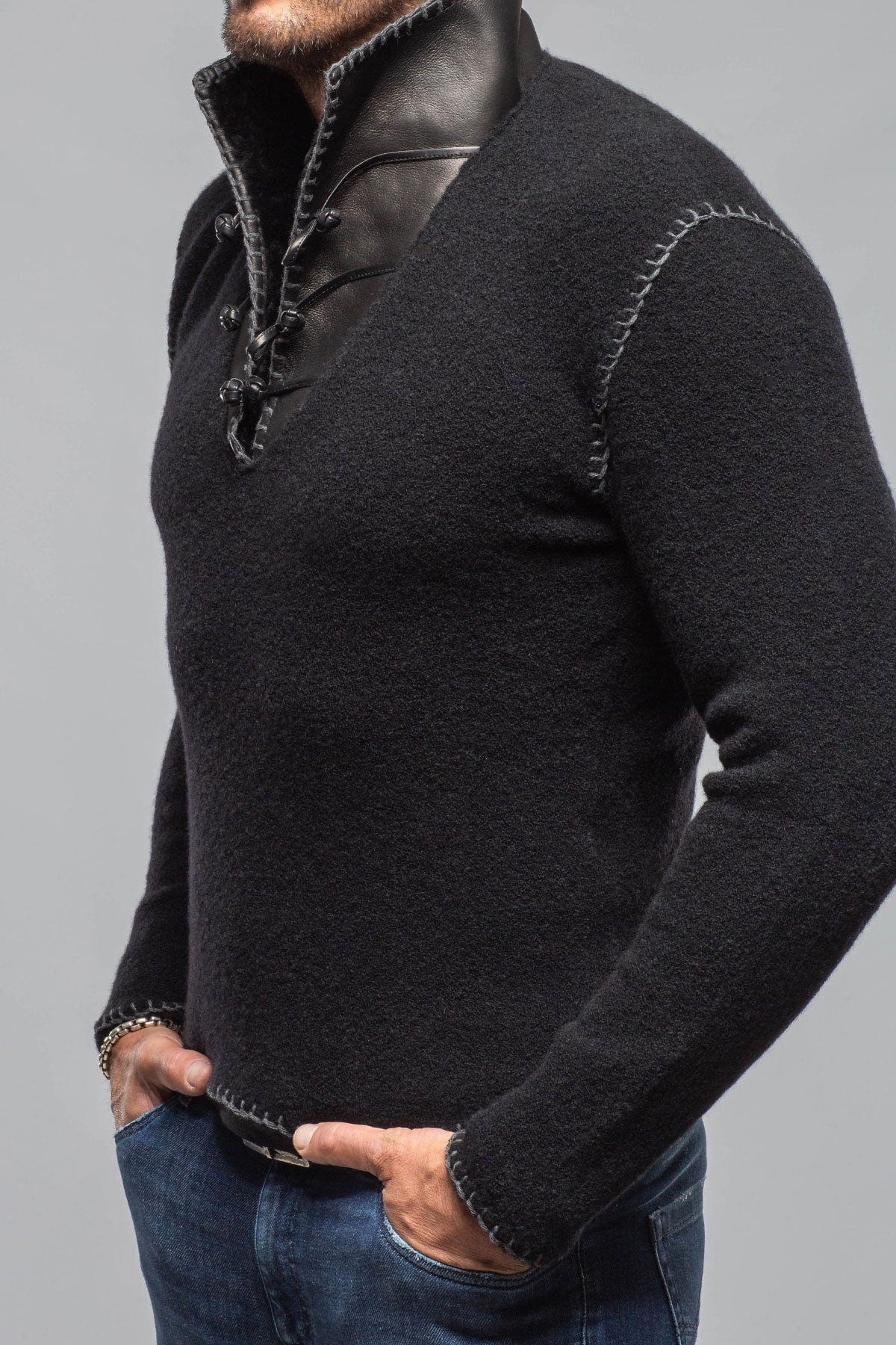 Saint Cashmere Shearling Sweater In Black - AXEL'S