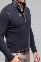 Saint Cashmere Shearling Sweater In Navy - AXEL'S