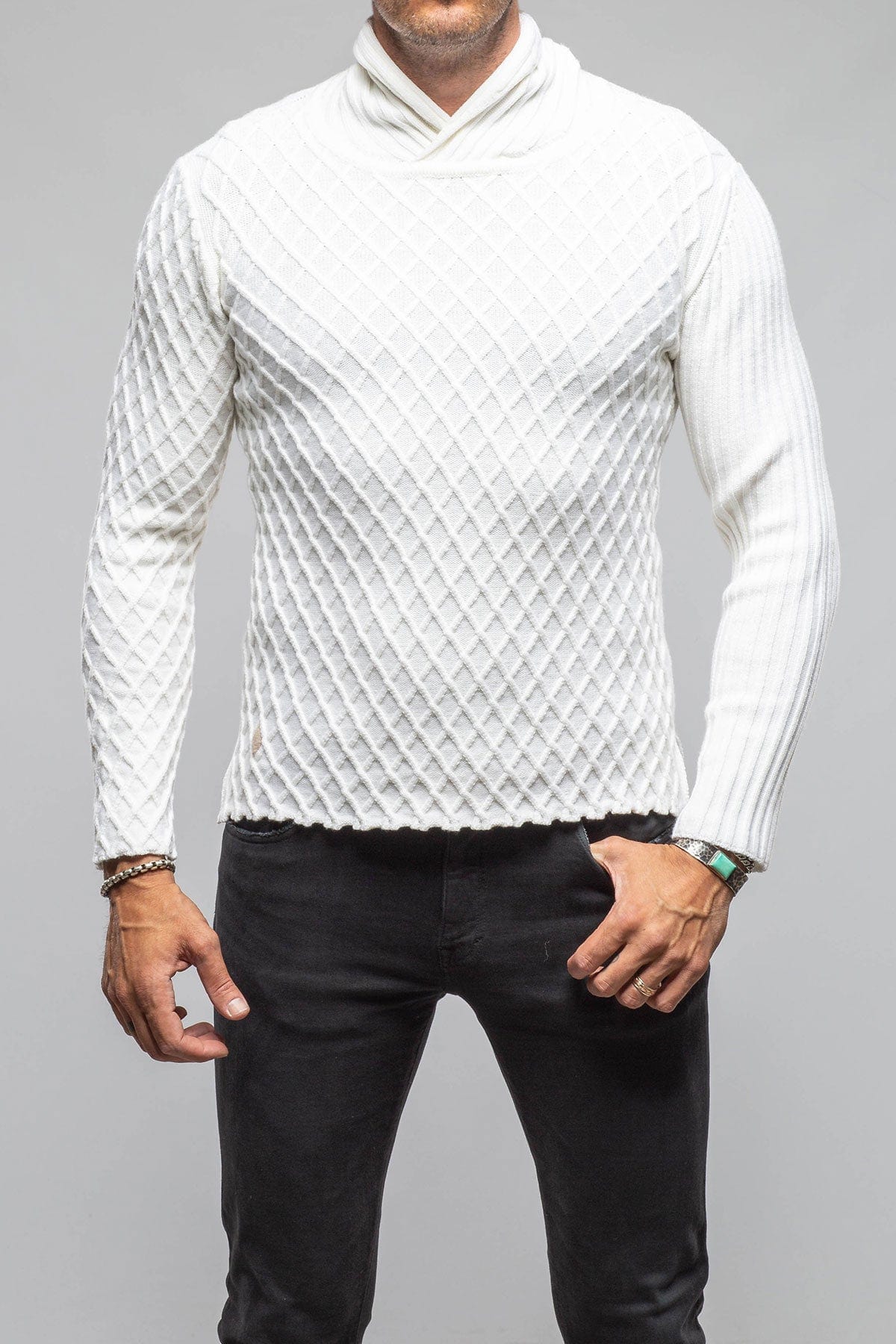 Sonora Stitch Cross Sweater In Cream - AXEL'S