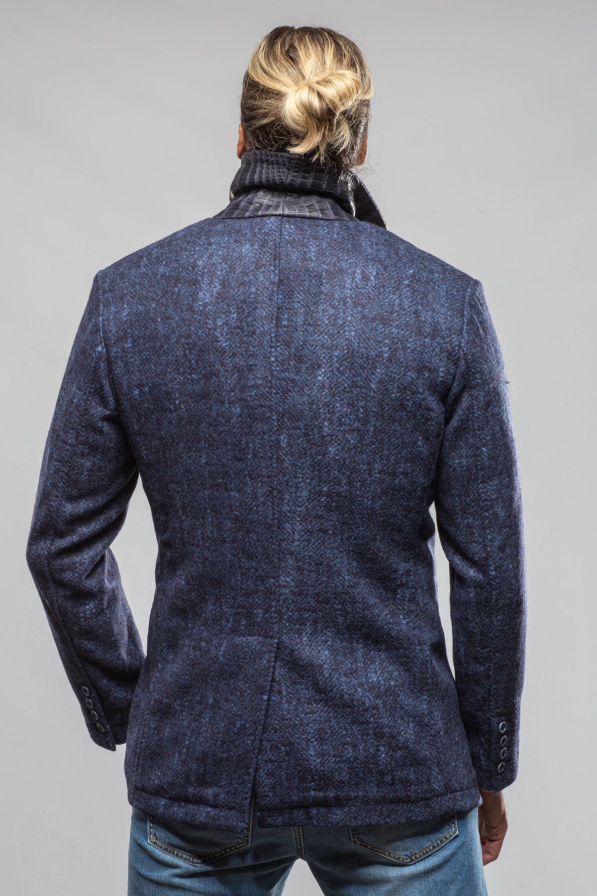 Robert Comstock Tasman II Topcoat With Croc Trim In Midnight Mens - Outerwear - Cloth