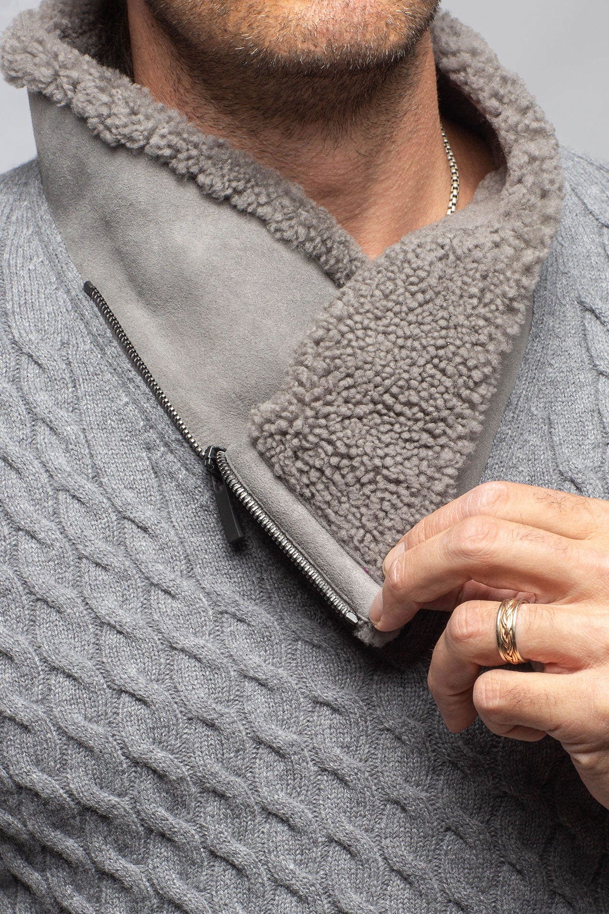 Timbers Cashmere Shearling Sweater In Grey - AXEL'S