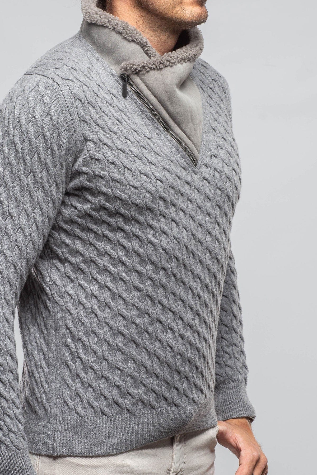 Timbers Cashmere Shearling Sweater In Grey - AXEL'S