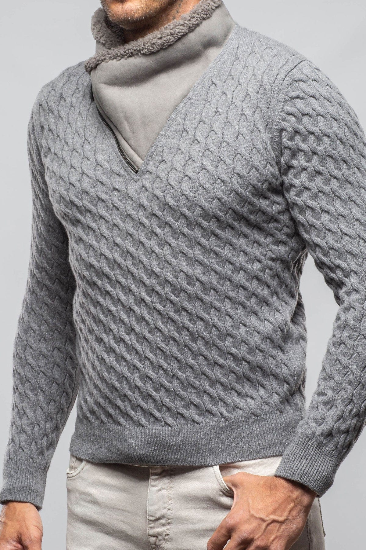 Timbers Cashmere Shearling Sweater In Grey - AXEL'S
