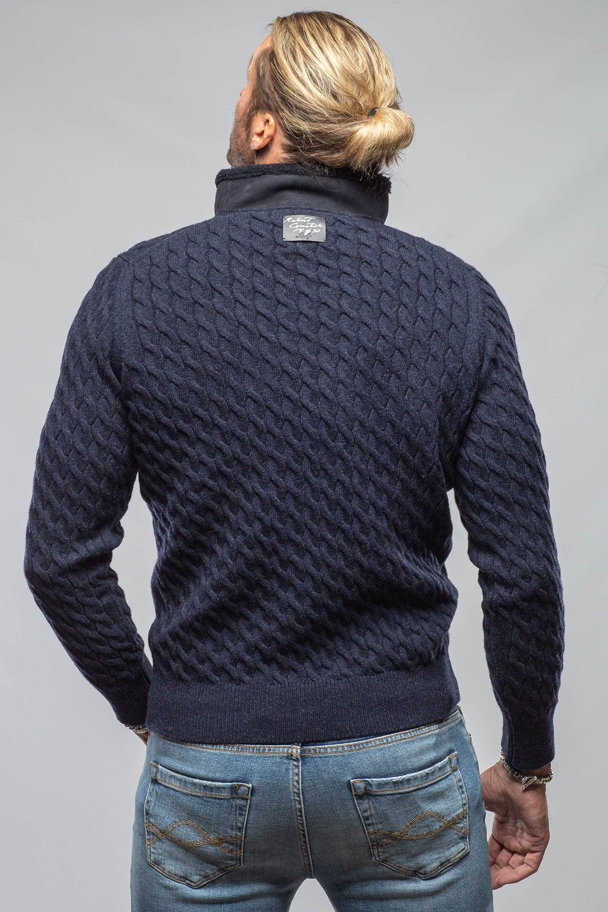 Timbers Cashmere Shearling Sweater In Navy - AXEL'S