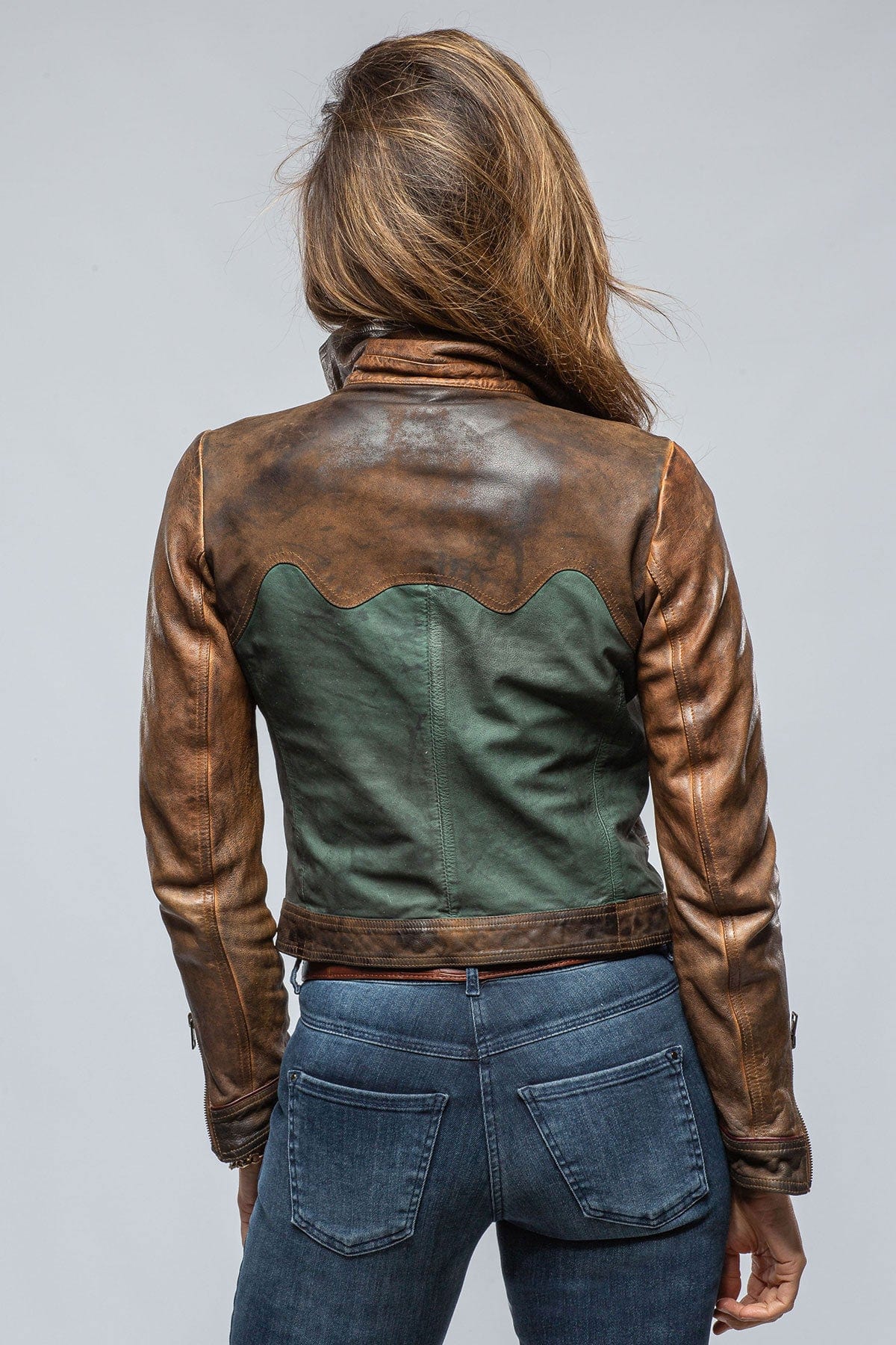Cami Vintage Jkt In Cognac, Brown, &amp; Teal - AXEL'S