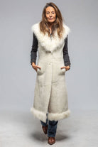 Elsa Long Reversible Shearling Vest In Ice - AXEL'S