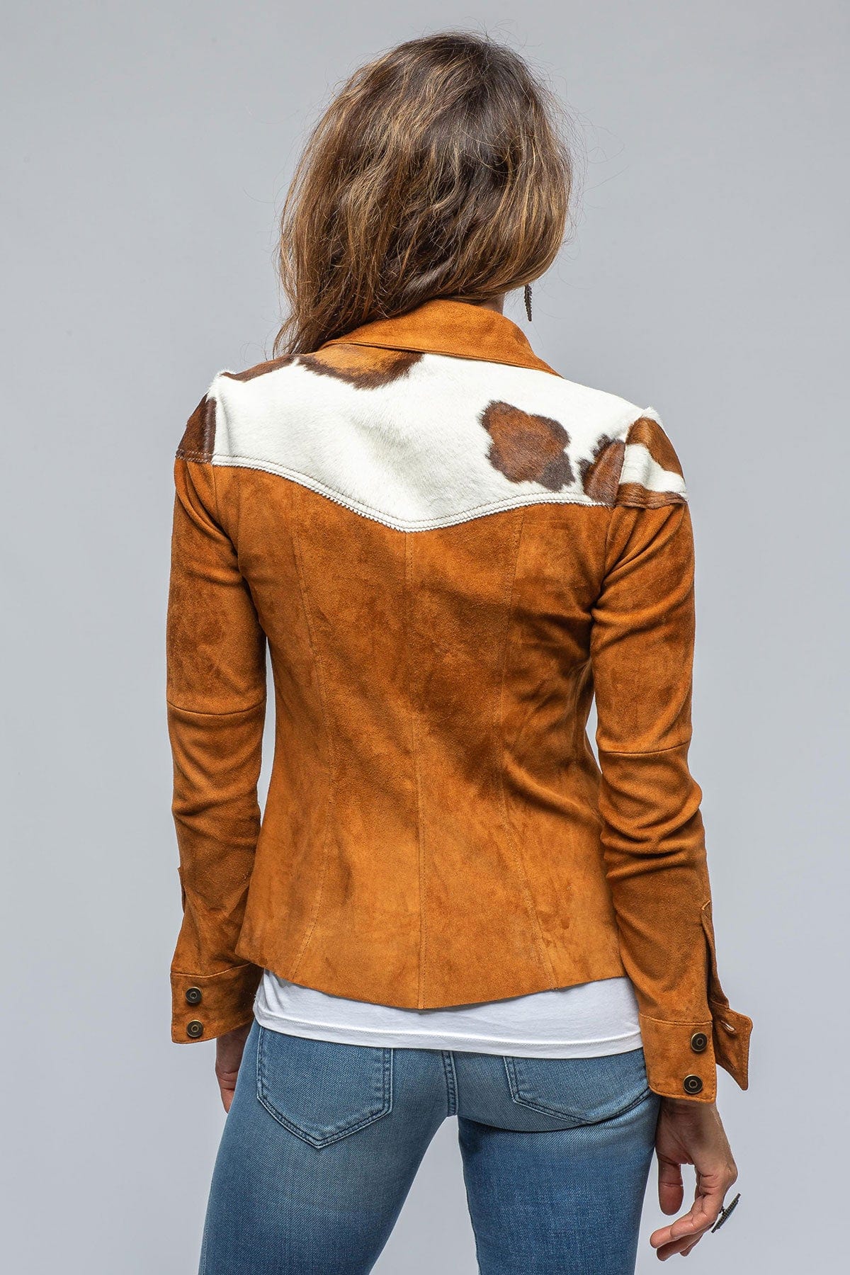 Saguaro Suede Shirt With Hair-On-Hide Details In Cognac Rust - AXEL'S