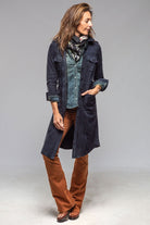 Savannah Long Leather Tunic In Navy - AXEL'S