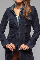 Savannah Long Leather Tunic In Navy - AXEL'S