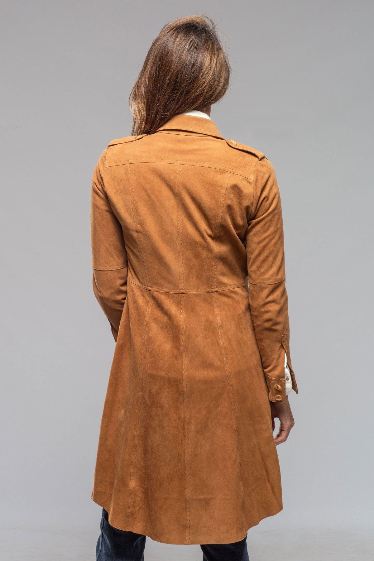 Savannah Long Leather Tunic In Tobacco - AXEL'S