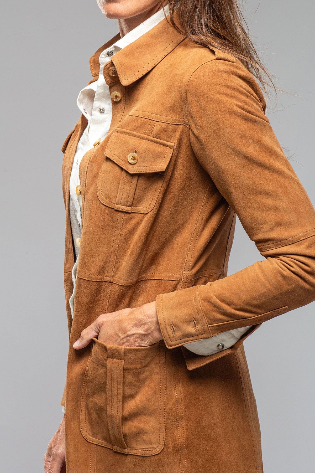 Roncarati Savannah Long Leather Tunic In Tobacco | Ladies - Outerwear - Leather