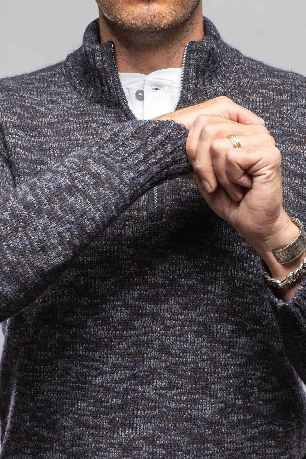 1/4 Zip Cashmere Alpaca Sweater In Black - AXEL'S