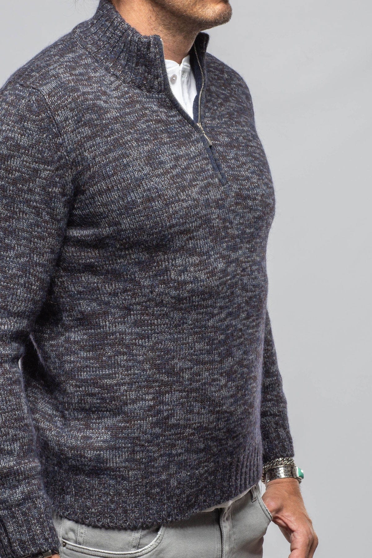 1/4 Zip Cashmere Alpaca Sweater In Black - AXEL'S