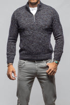 1/4 Zip Cashmere Alpaca Sweater In Black - AXEL'S