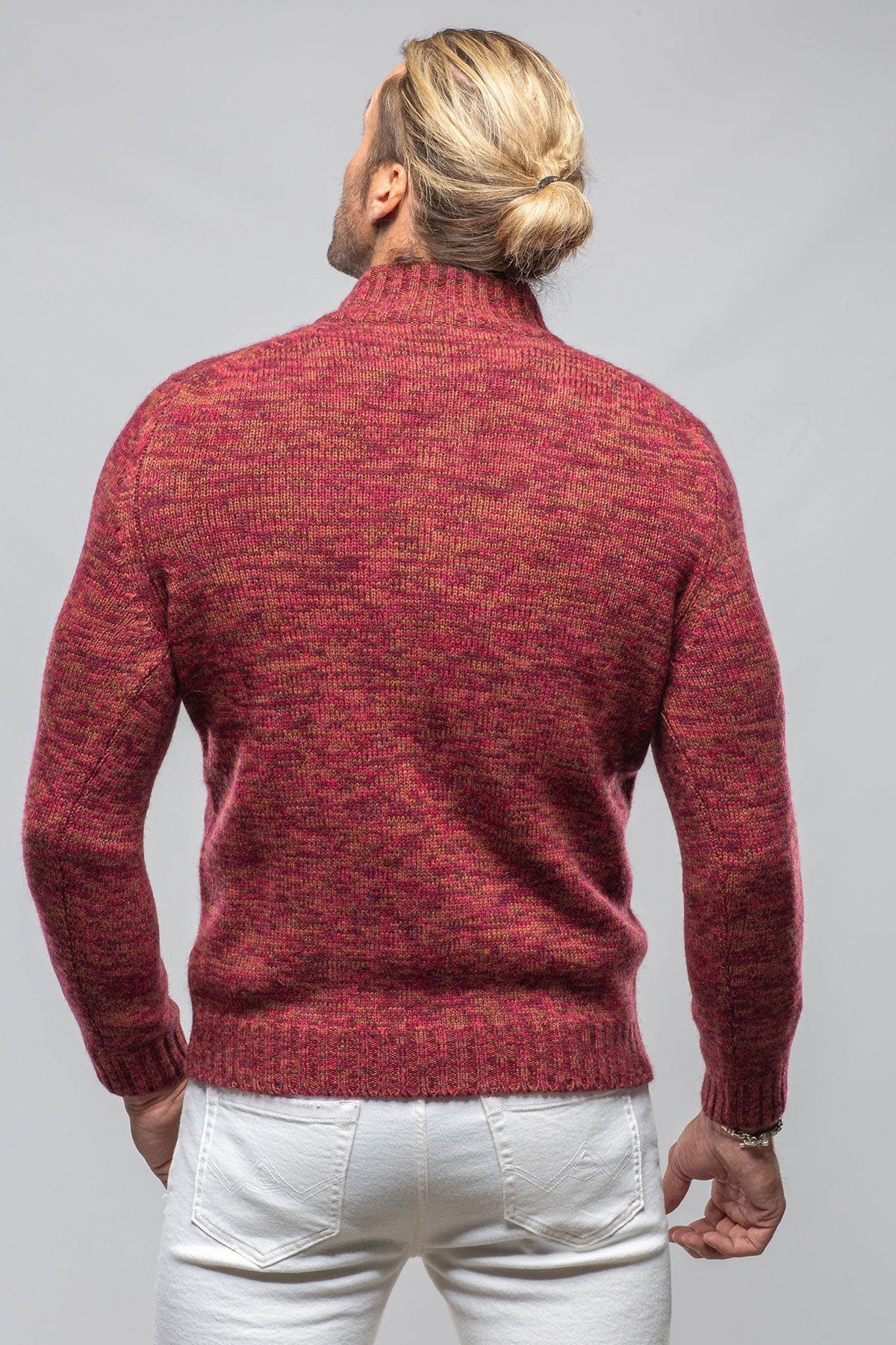 1/4 Zip Cashmere Alpaca Sweater In Red - AXEL'S