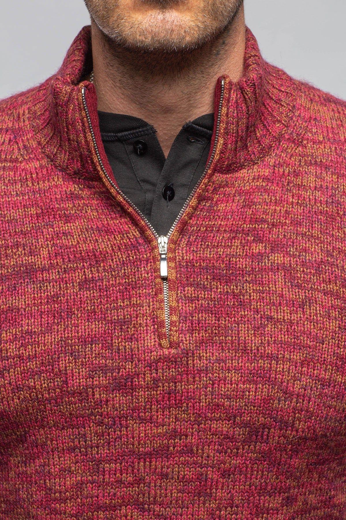 1/4 Zip Cashmere Alpaca Sweater In Red - AXEL'S