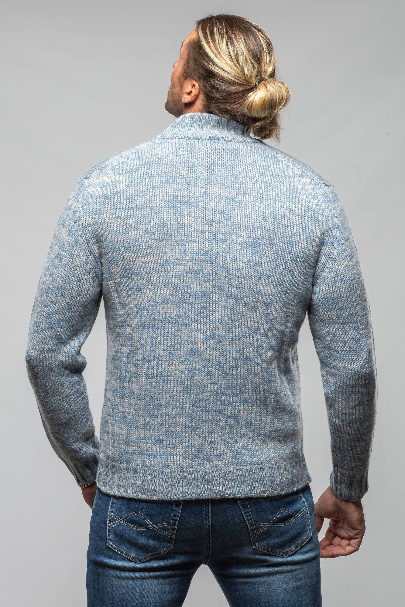 Settefili Cashmere Atwood Full Zip Sweater In Denim Mens - Sweaters