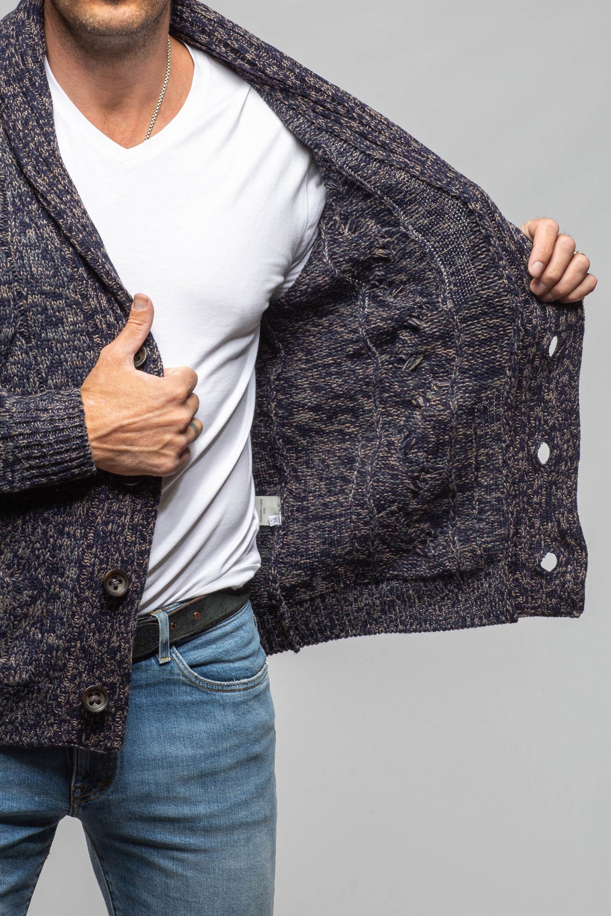 Settefili Cashmere Calder 6-Ply Baby Cashmere Cardigan In Navy Mens - Sweaters