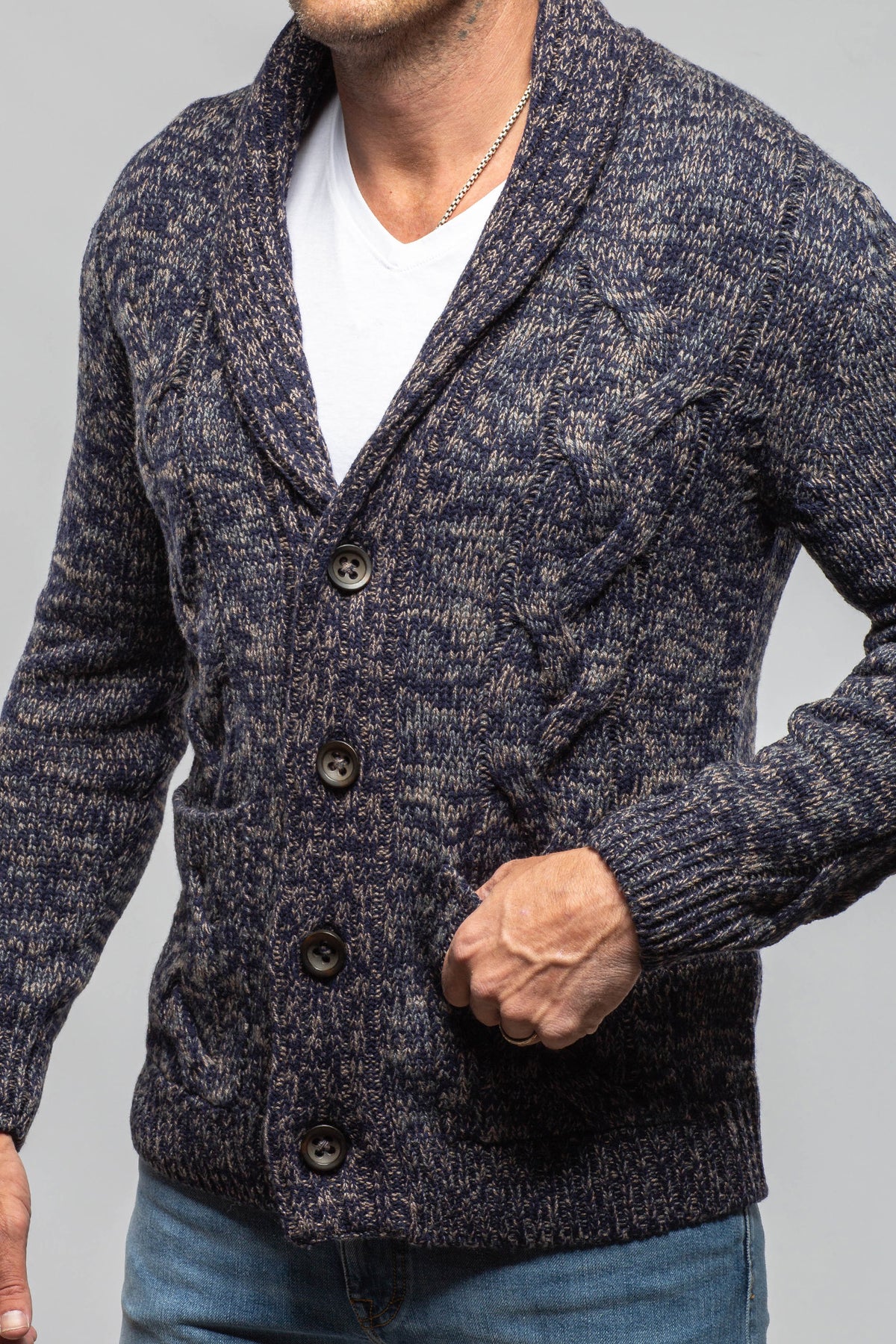 Settefili Cashmere Calder 6-Ply Baby Cashmere Cardigan In Navy Mens - Sweaters