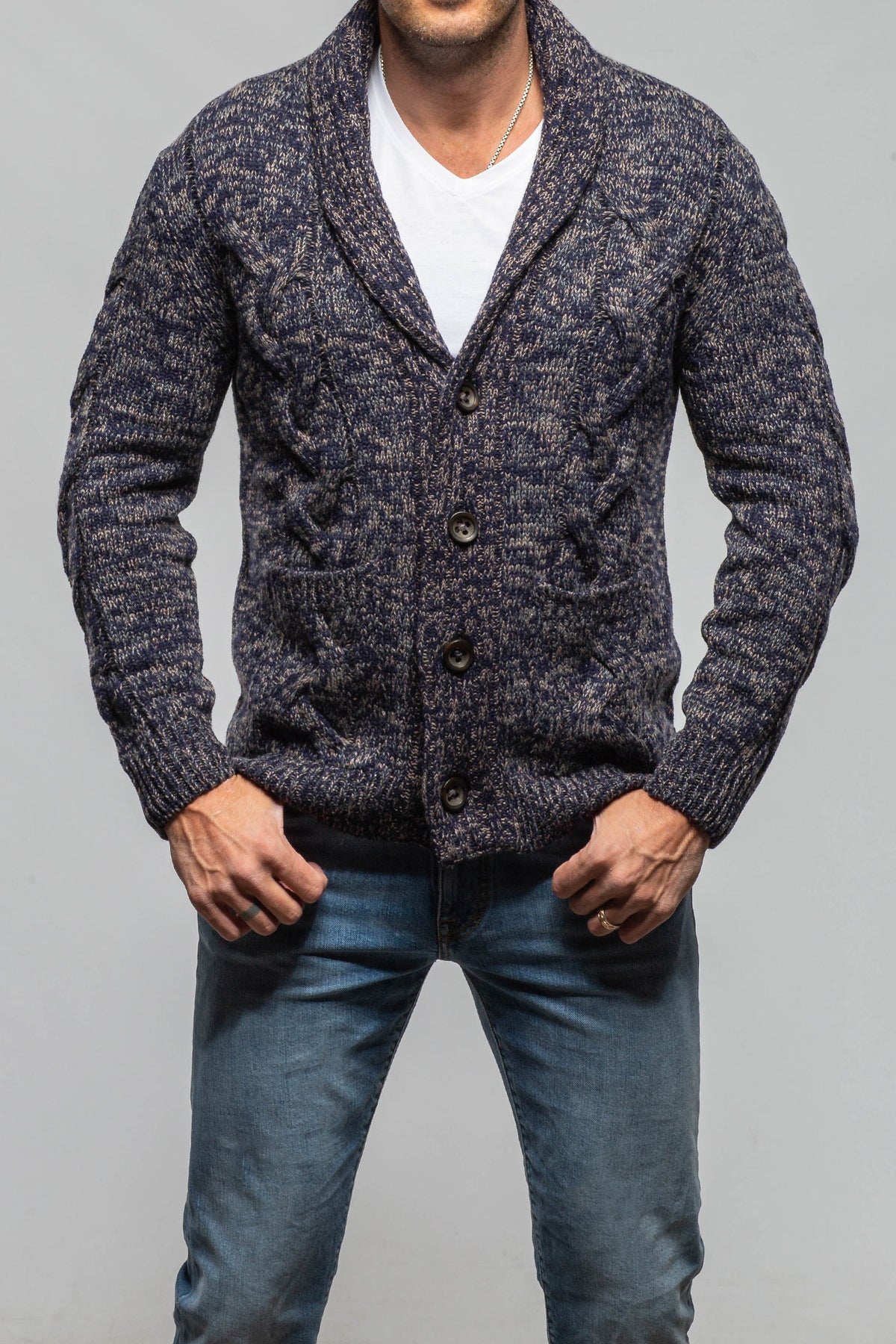 Settefili Cashmere Calder 6-Ply Baby Cashmere Cardigan In Navy Mens - Sweaters