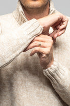 Settefili Cashmere Courier Cashmere Quarter Zip In Beige Mens - Sweaters
