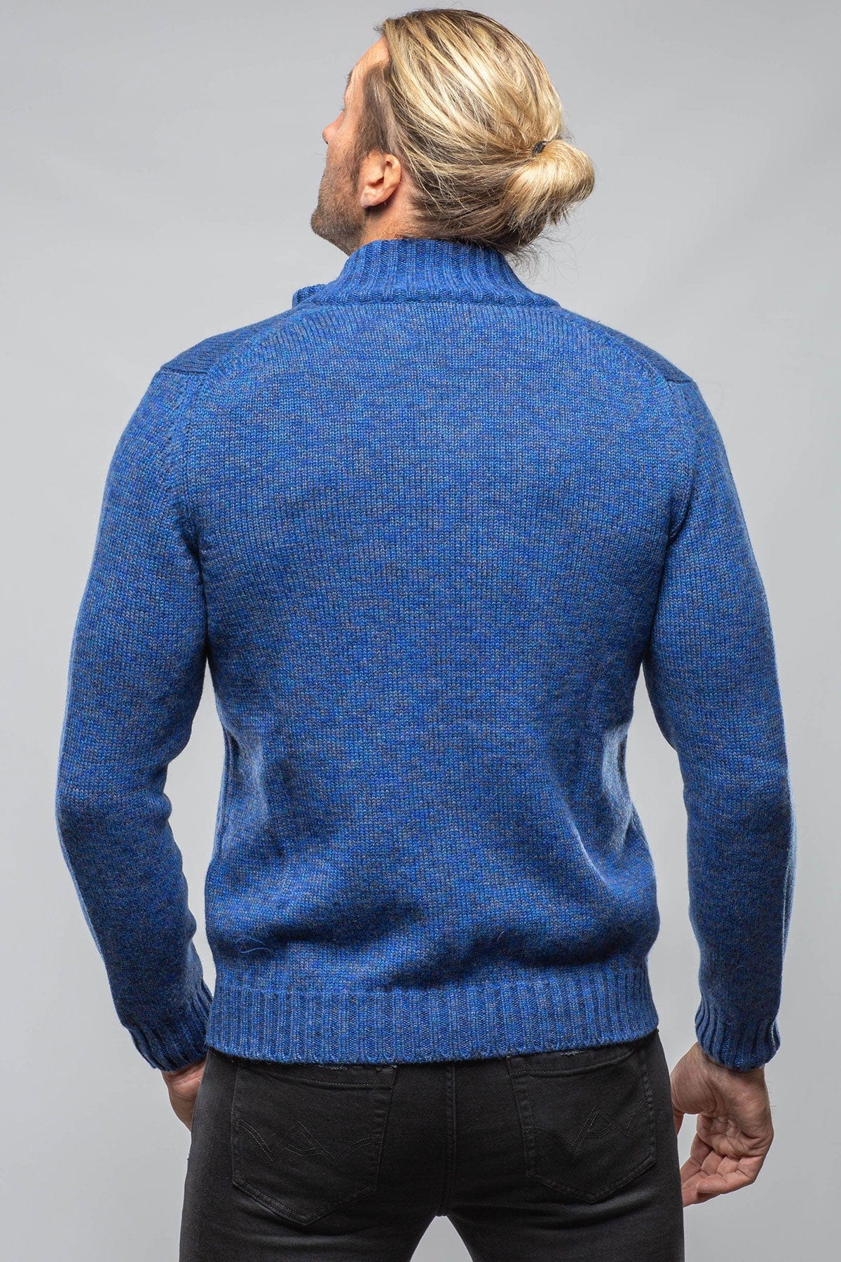 Giuseppe Full Zip Cashmere Sweater In Blue - AXEL'S