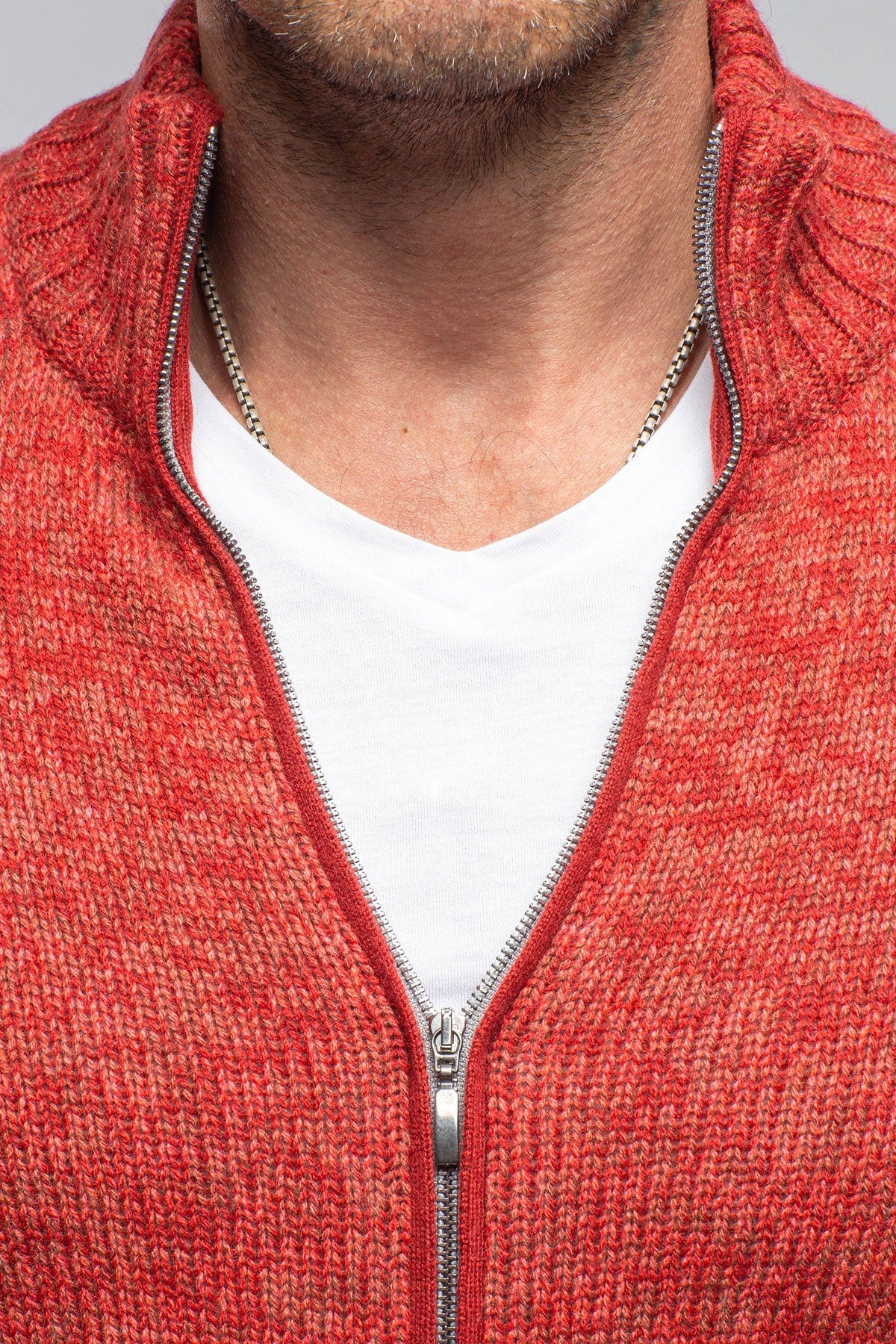 Giuseppe Full Zip Cashmere Sweater In Red - AXEL'S