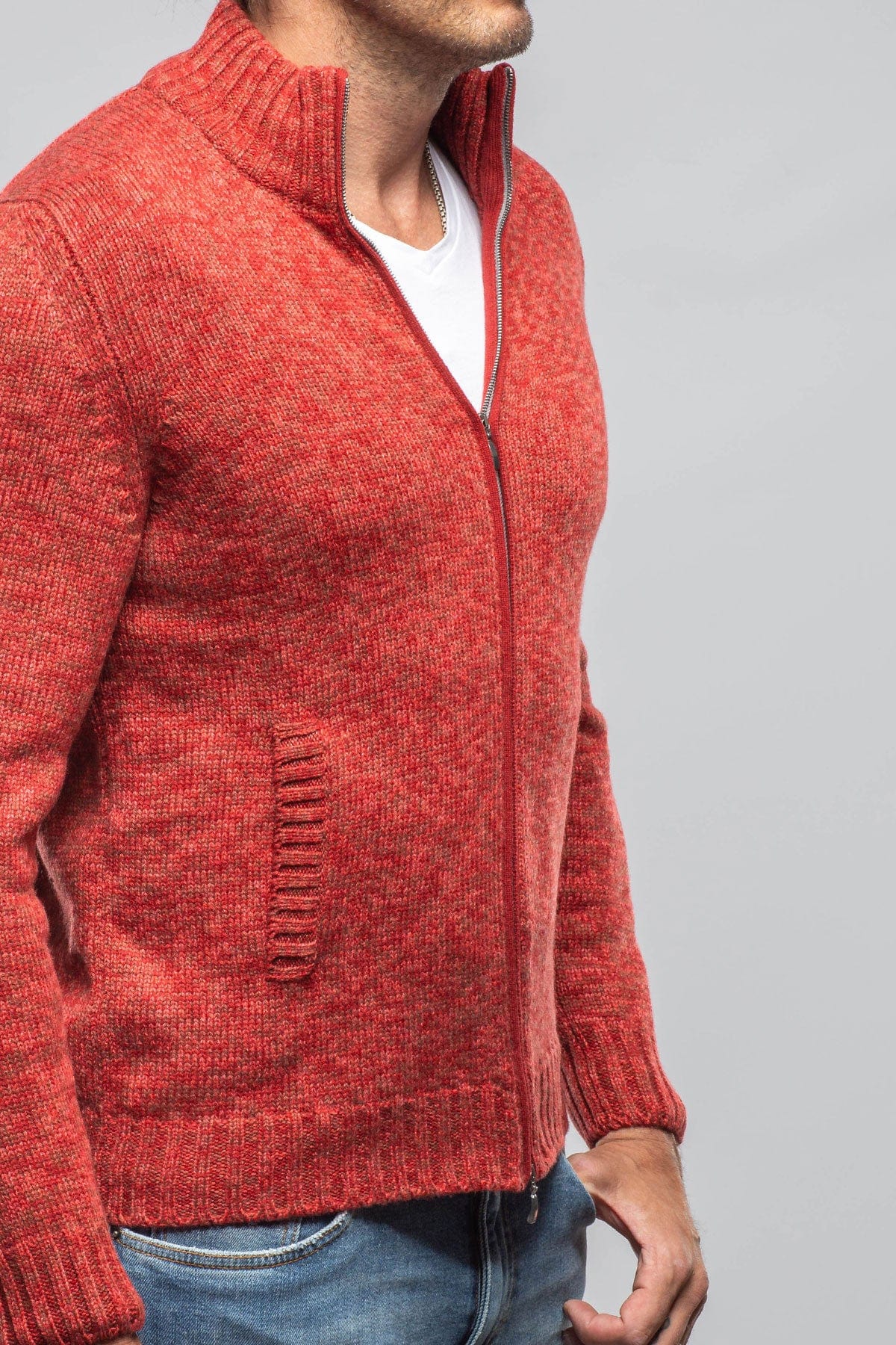 Giuseppe Full Zip Cashmere Sweater In Red - AXEL'S