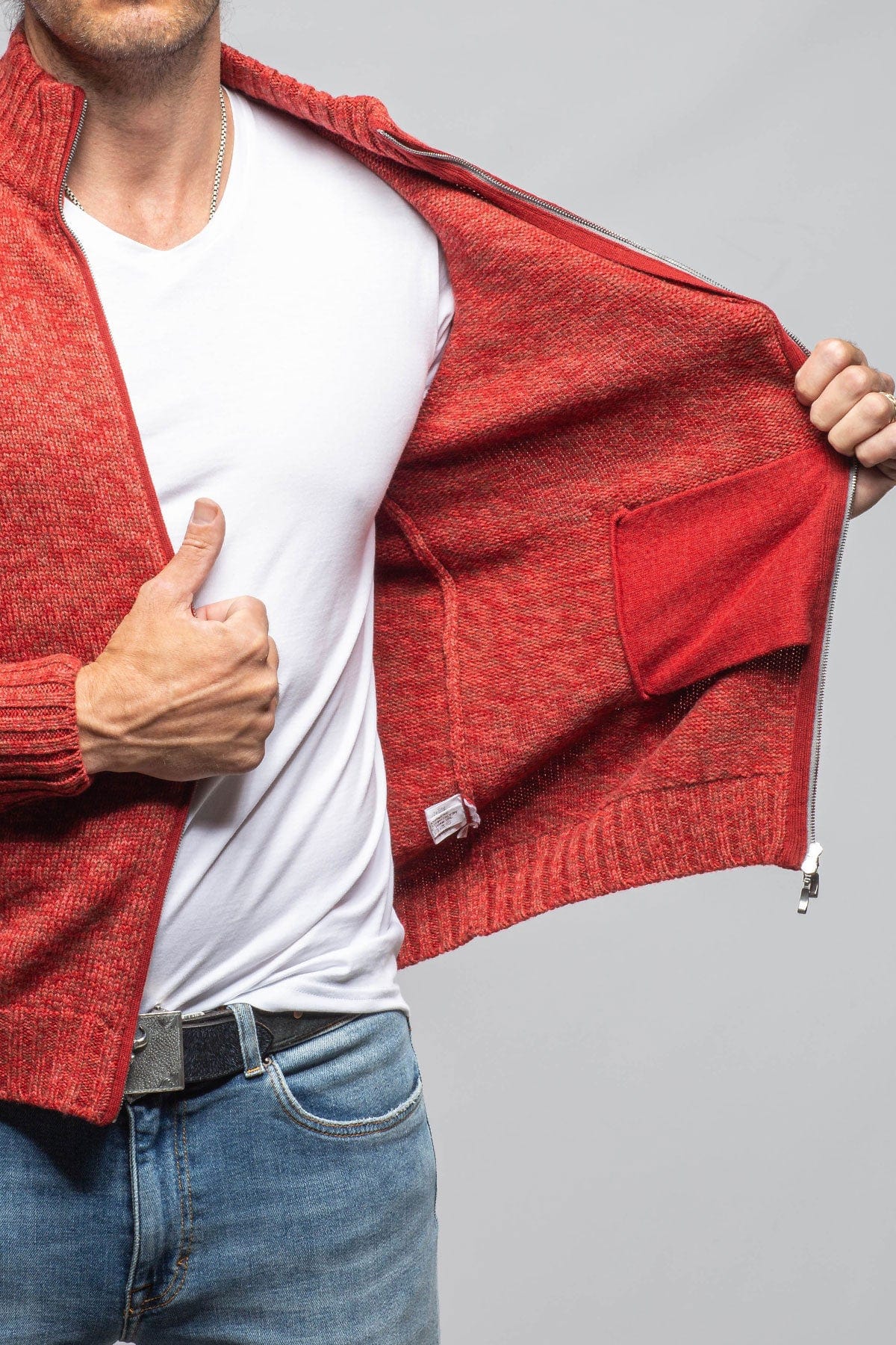 Giuseppe Full Zip Cashmere Sweater In Red - AXEL'S