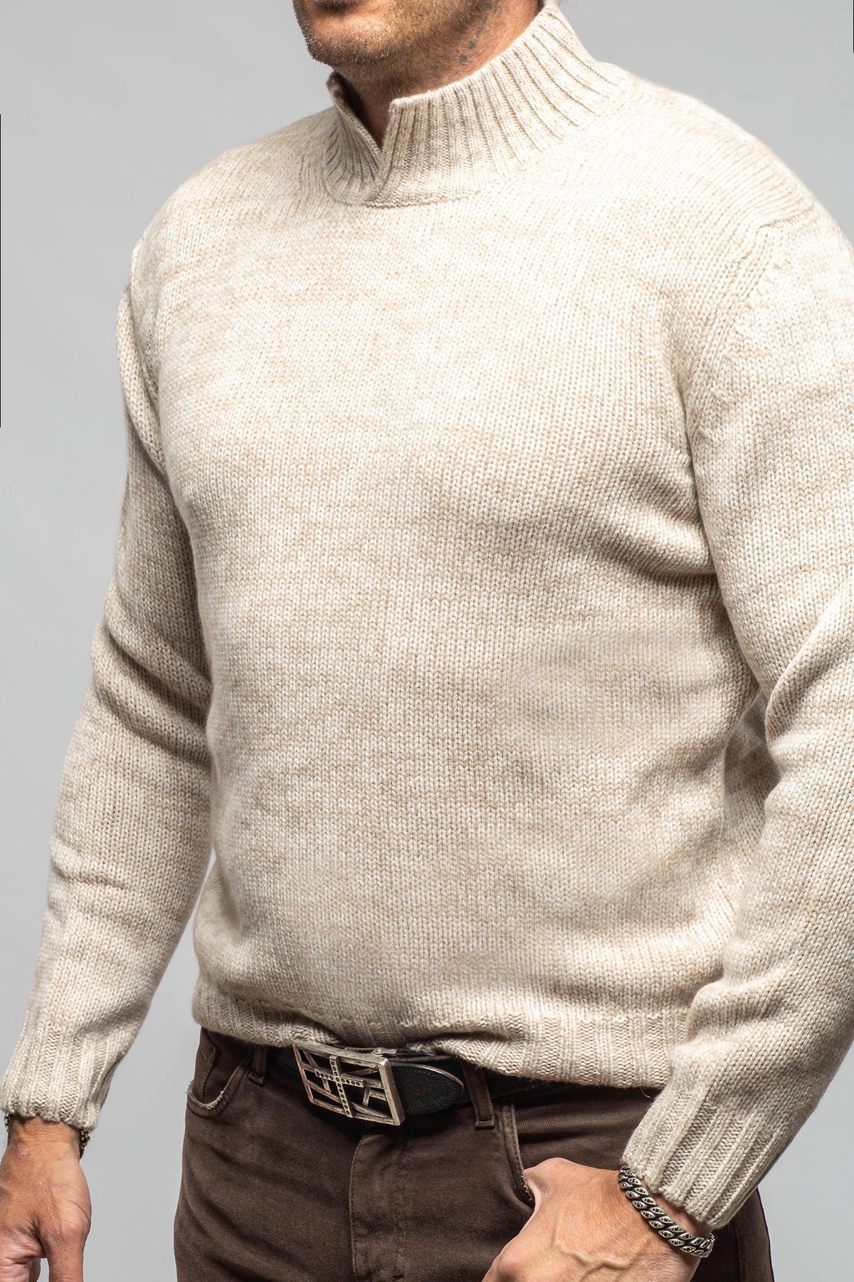 Settefili Cashmere Hawn Cashmere Sweater In Beige Mens - Sweaters