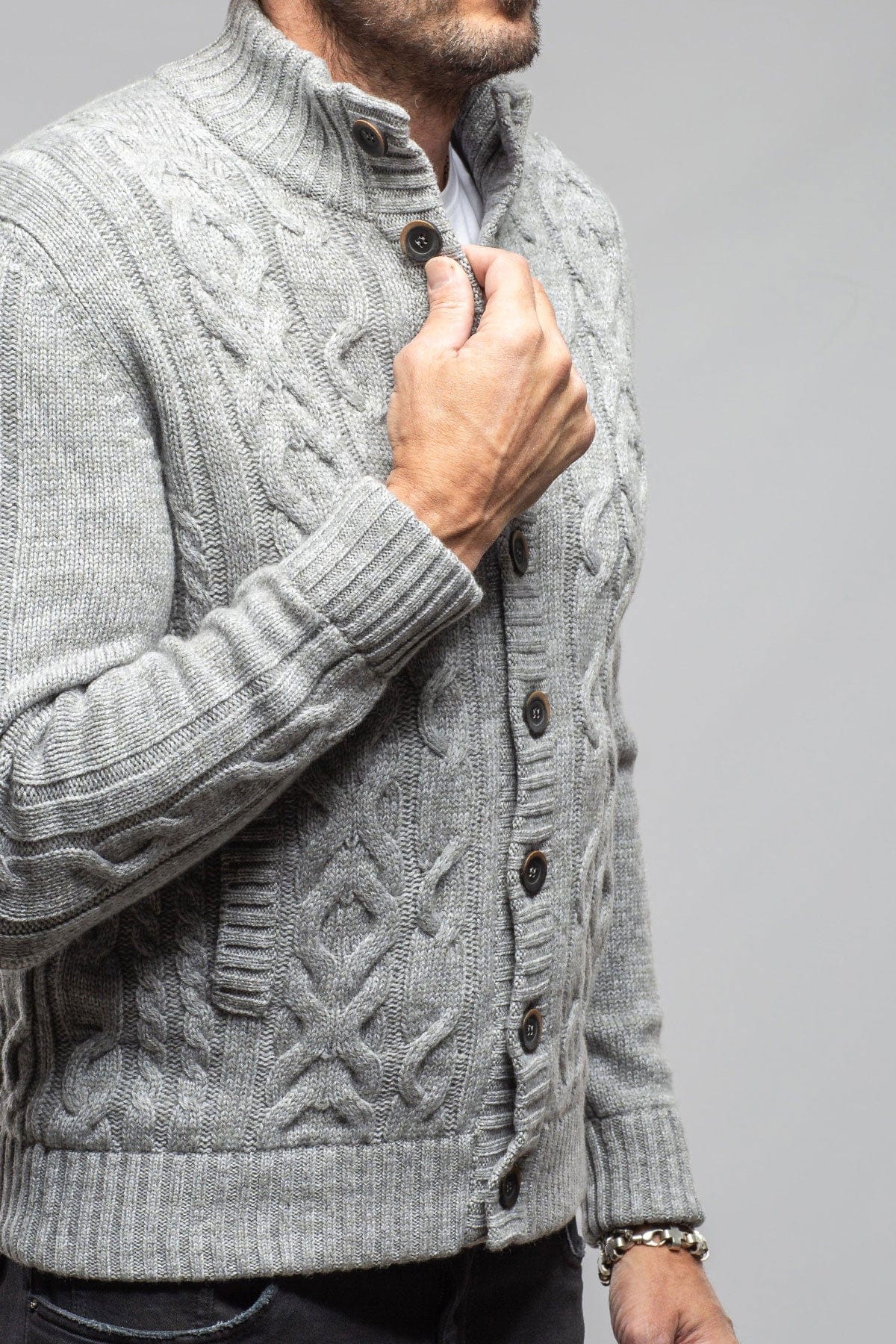 Settefili Cashmere Smythe Cashmere Cardigan In Grey Mens - Sweaters