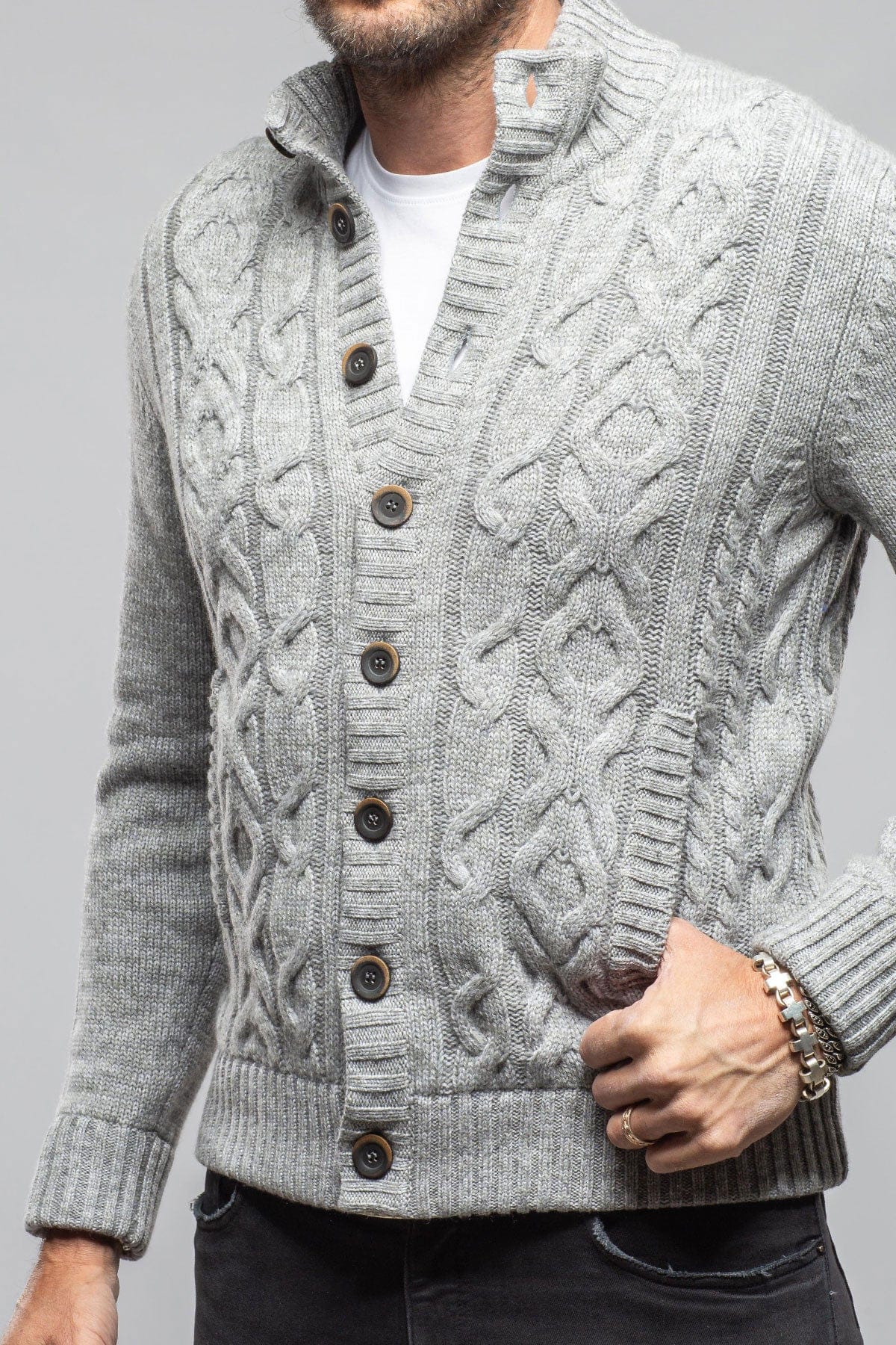 Settefili Cashmere Smythe Cashmere Cardigan In Grey Mens - Sweaters