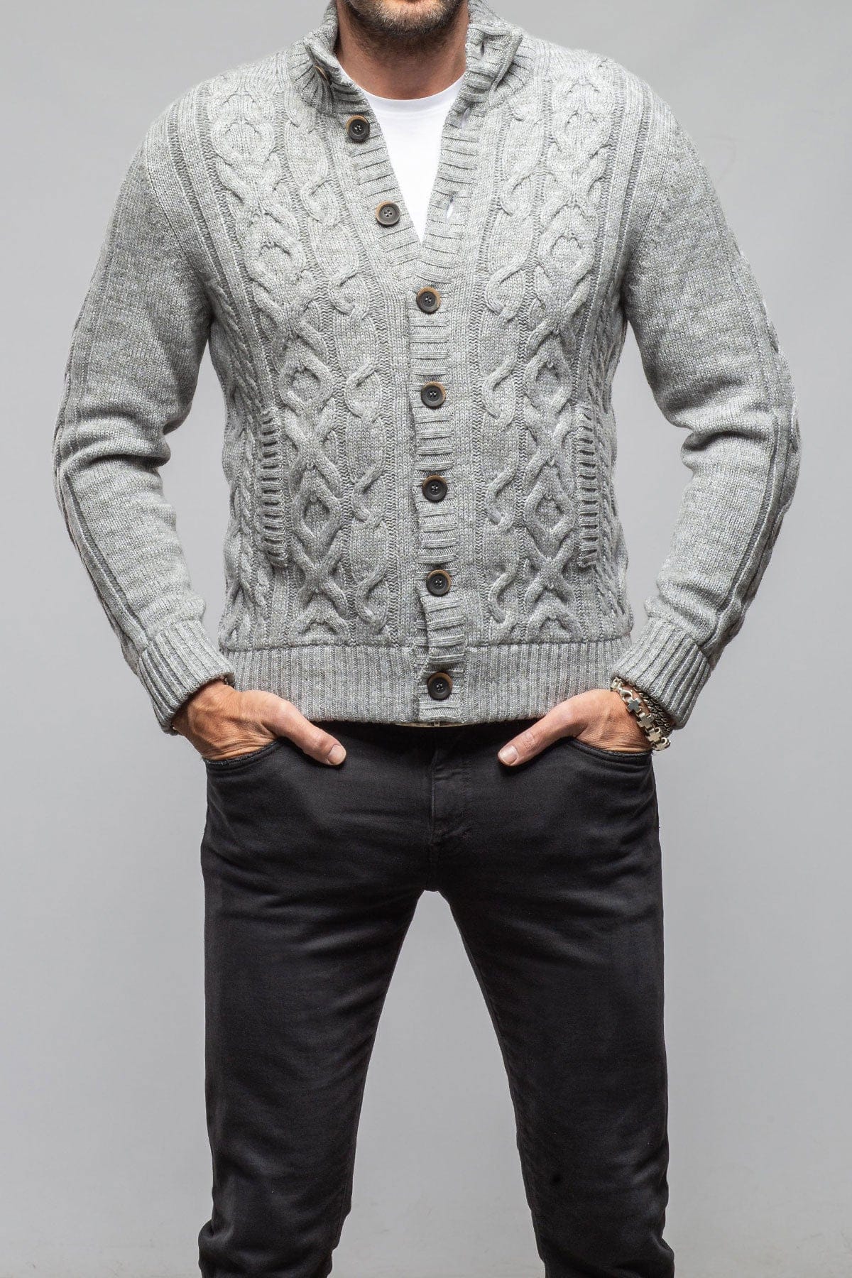 Settefili Cashmere Smythe Cashmere Cardigan In Grey Mens - Sweaters