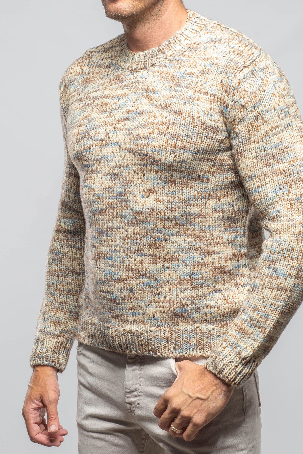 Melange Colorful Wool Crew In Dune - AXEL'S