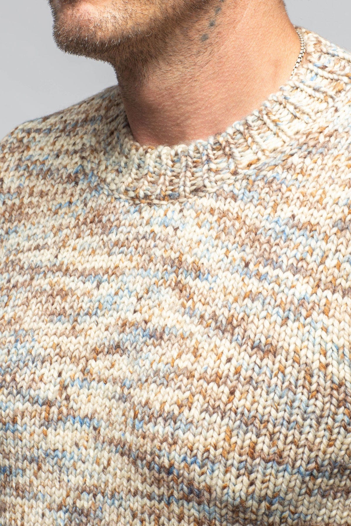 Melange Colorful Wool Crew In Dune - AXEL'S